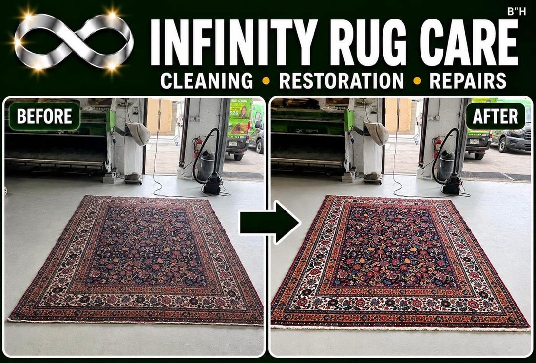 Antique Rug Cleaning before & after
