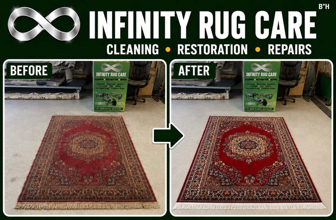 Wool Rug Cleaning before & after